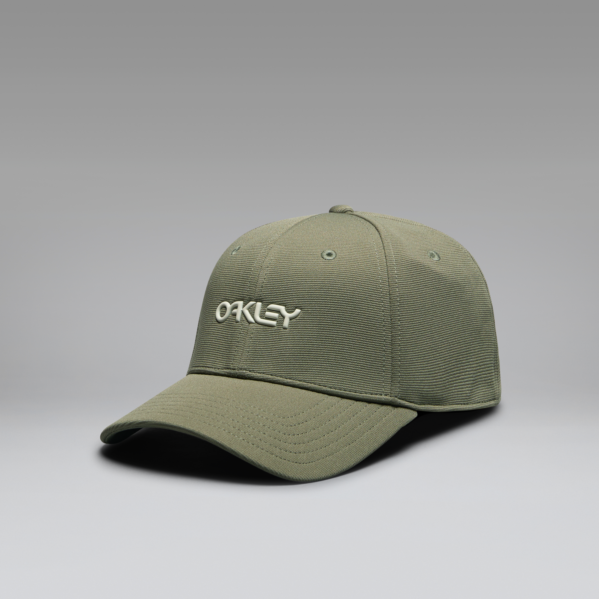 Oakley 6 Panel Stretch Metallic Hat - Deep Olive/Mist